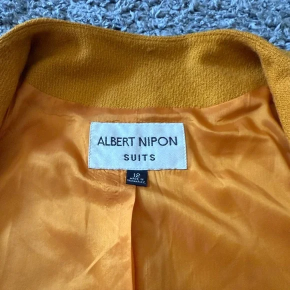Albert Nipon Vintage Mustard Yellow Cropped Skirt Suit/Blazer - Picture 3 of 5